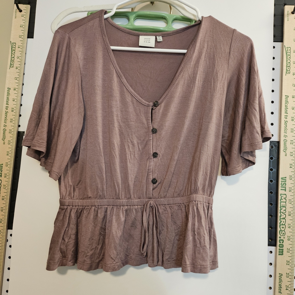 Good Luck Gem Dusty Pink Button-Down Blouse